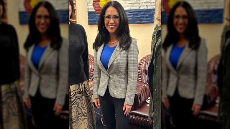 Lauren Boebert in an ill-fitted checked blazer in March 2025.