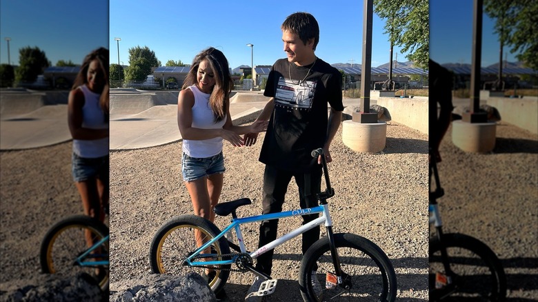 Lauren Boebert wearing shorts with her son