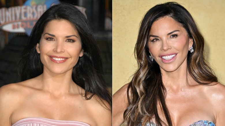 Lauren Sanchez in 2002 and Lauren Sanchez in 2025, side by side photos