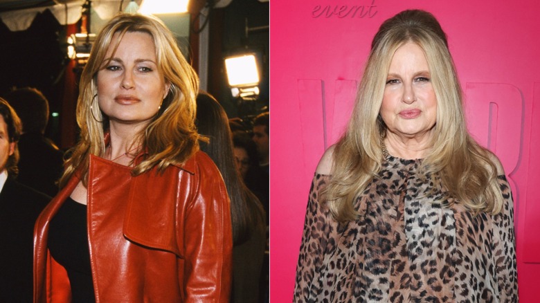 Side-by-side photos comparing Jennifer Coolidge in 2001 and 2026