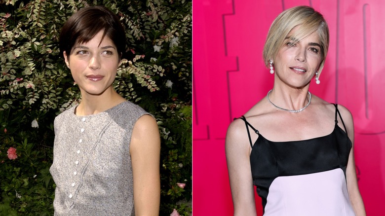 Side-by-side photos comparing Selma Blair in 2001 and 2026
