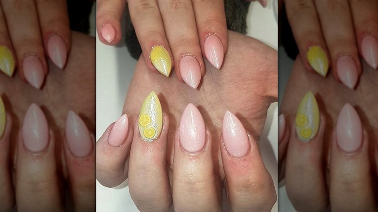 shimmery lemon manicure