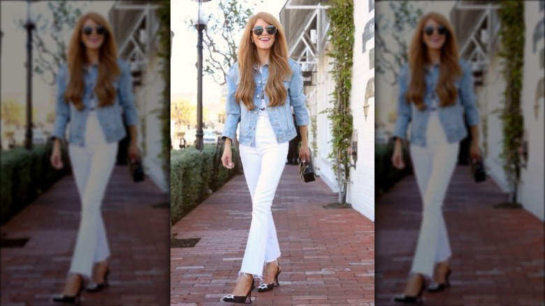 Woman posing in pants and pumps