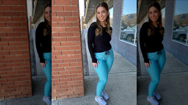 Woman in long-sleeved shirt