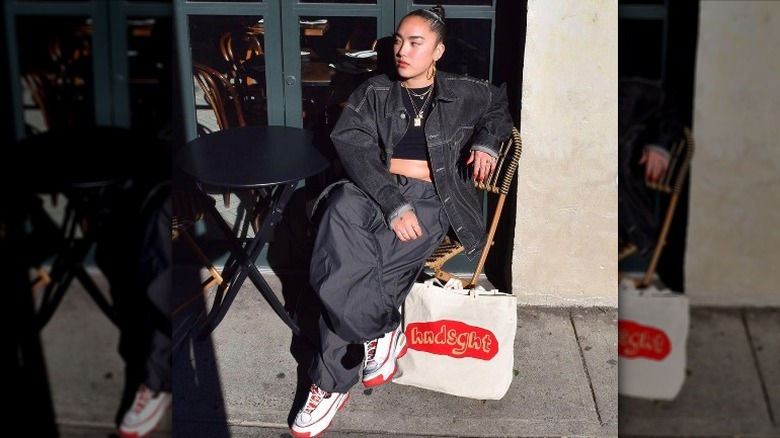 Person with oversized tote
