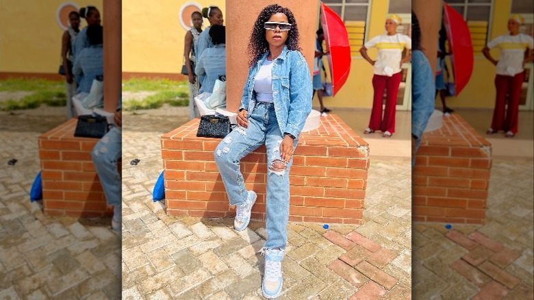 Person wearing all denim