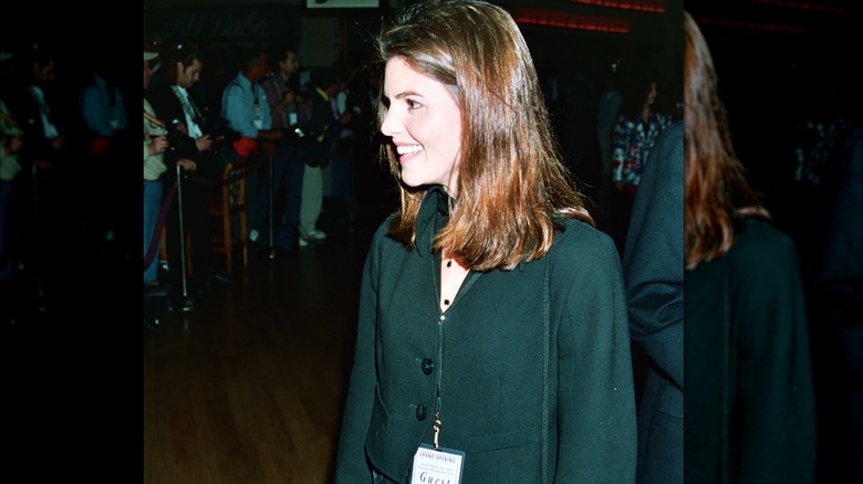 Lori Loughlin wearing a black blazer and guest tag