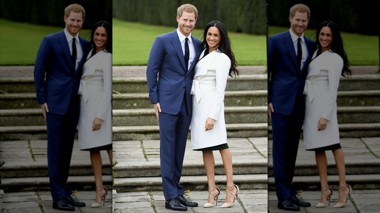 Prince Harry and Meghan Markle during their engagement photo call
