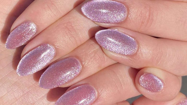 Closeup of cashmere nails