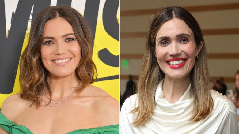 Mandy Moore in a green dress and later in a white shirt