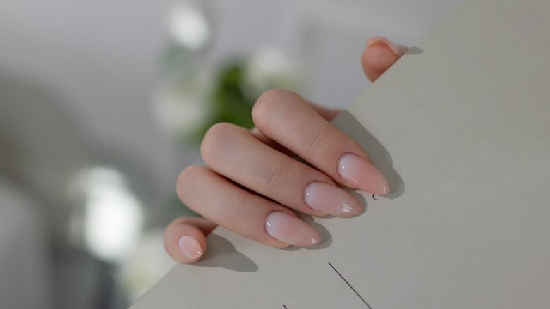 Medium-length neutral almond nails