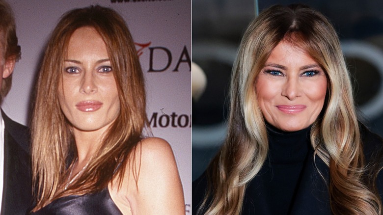 Side-by-side photos of Melania Trump then vs. now