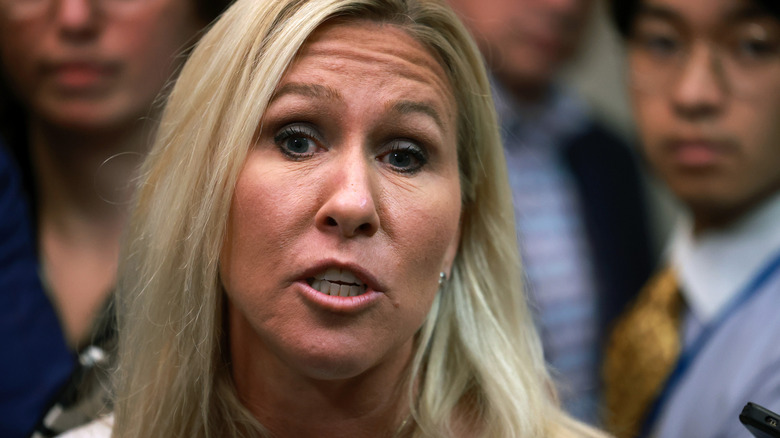 Marjorie Taylor Greene speaking at an event