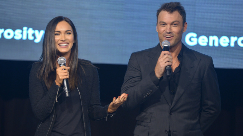 Megan Fox and Brian Austin Green speak on stage together
