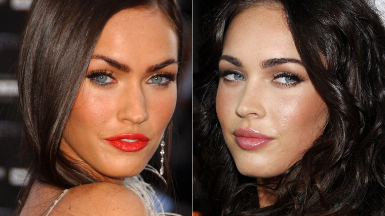 Before-and-after photos of Megan Fox's evident rhinoplasty