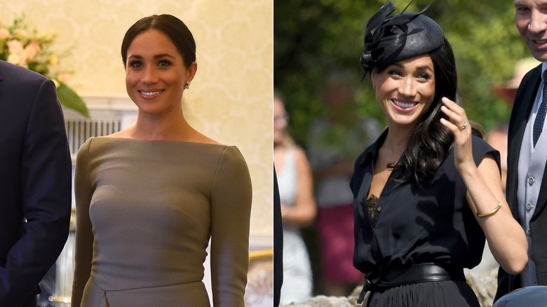 Meghan Markle smiling in split images