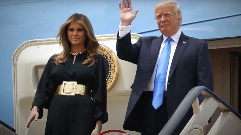 President Donald Trump and First Lady Melania Trump coming off Air Force One