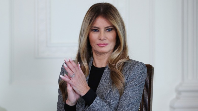 Melania Trump with a neutral expression