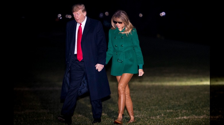Melania Trump wearing skin-tight brown pants