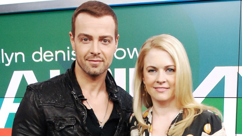 Joey Lawrence posing with Melissa Joan Hart in 2012