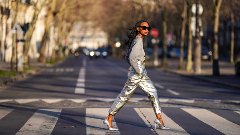 Woman in silver shoes 