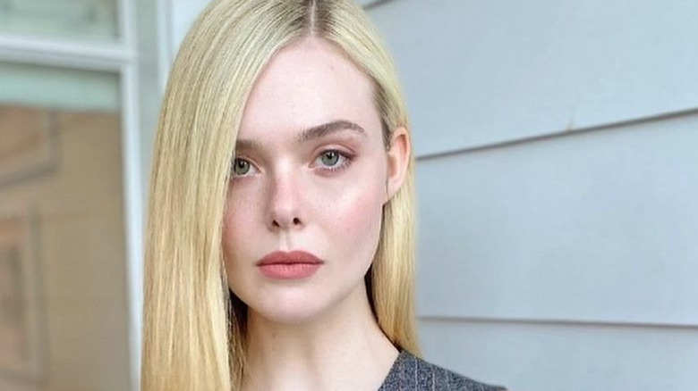 Elle Fanning in monochromatic makeup