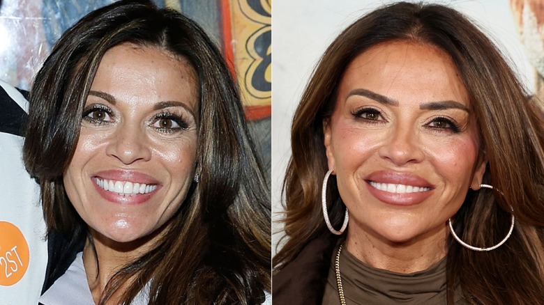 Dolores Catania smiling on the red carpet in 2026 and in 2026, side by side photos