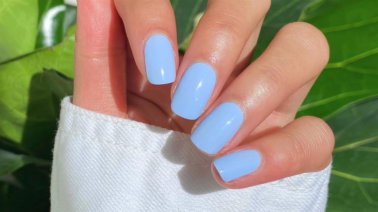 Pale blue nails