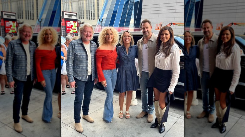 Dylan Dreyer posing with the members of Little Big Town