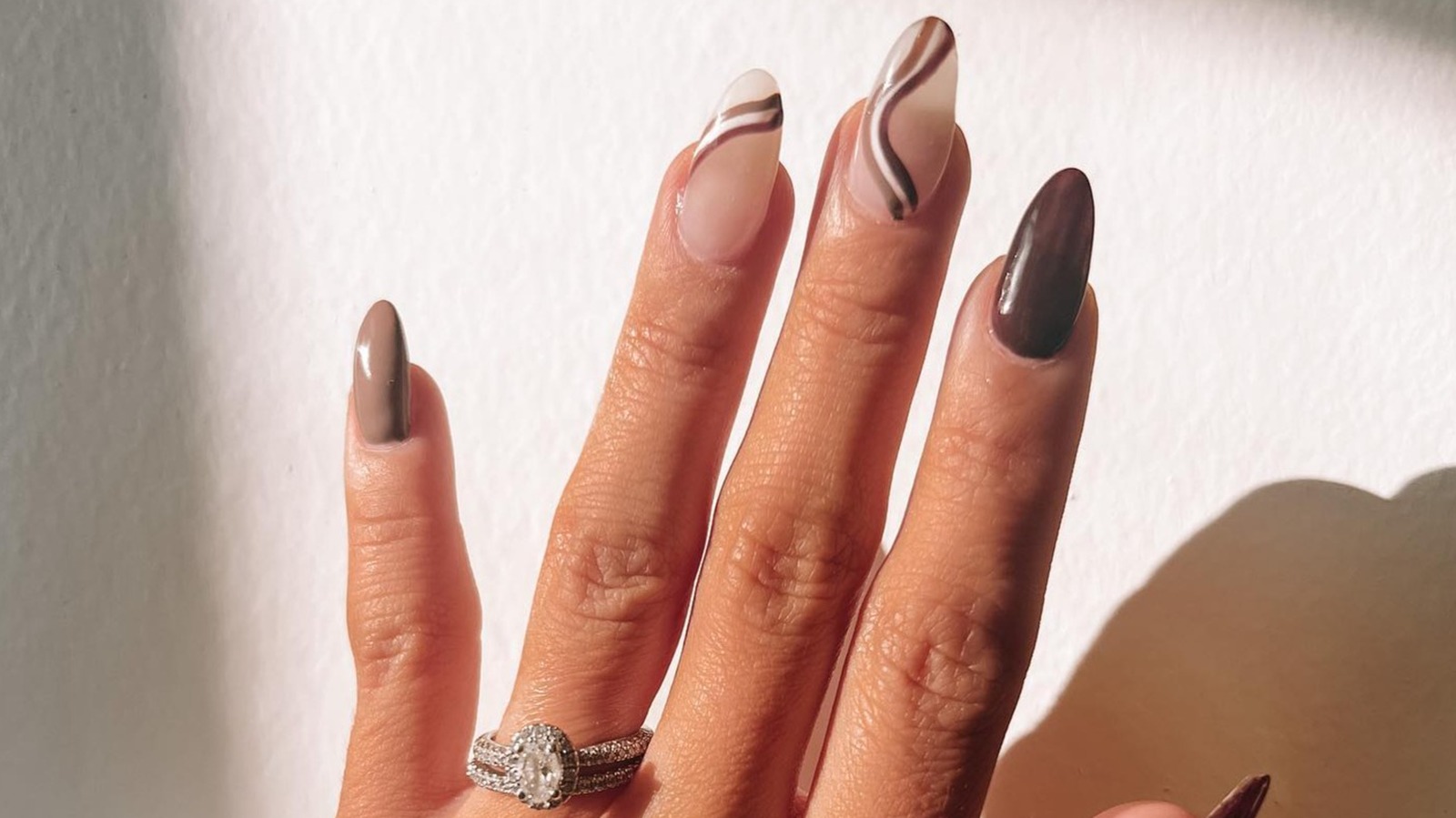 Brown Matte Nails with Negative Space