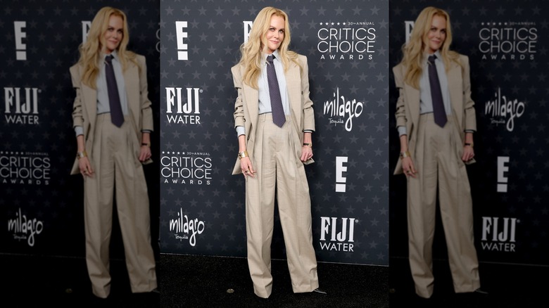Nicole Kidman in a baggy suit at the 2025 Critics Choice Awards