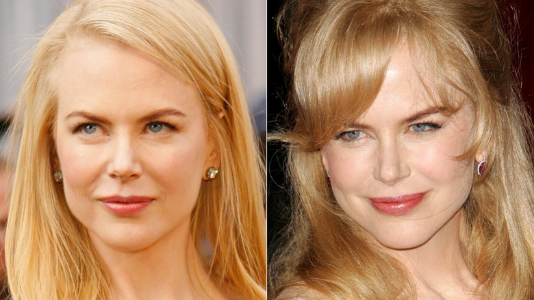 Nicole Kidman smiling on two red carpets in 2006 with blonder hair, side by side photos