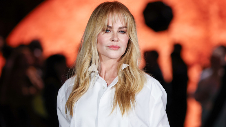 Nicole Kidman wearing a white button-down shirt