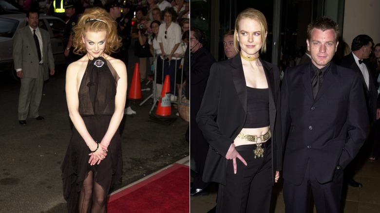 Side by side photos of Nicole Kidman on the red carpet in 2001