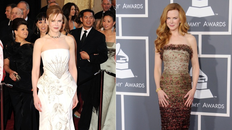 Side by side photos of Nicole Kidman on the red carpet in 2011