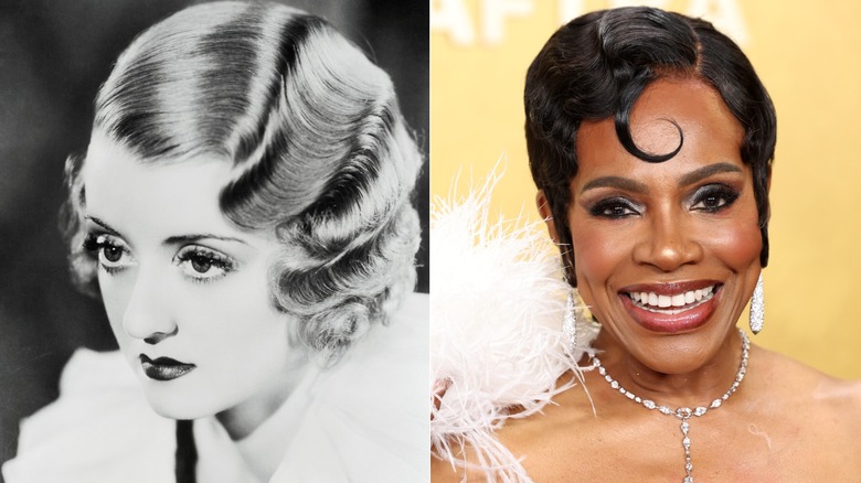 Split image of Bette Davis and Sheryl Lee Ralph both sporting finger waves