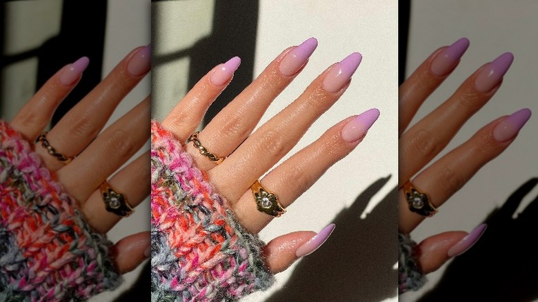 lavender ombré lip gloss nails