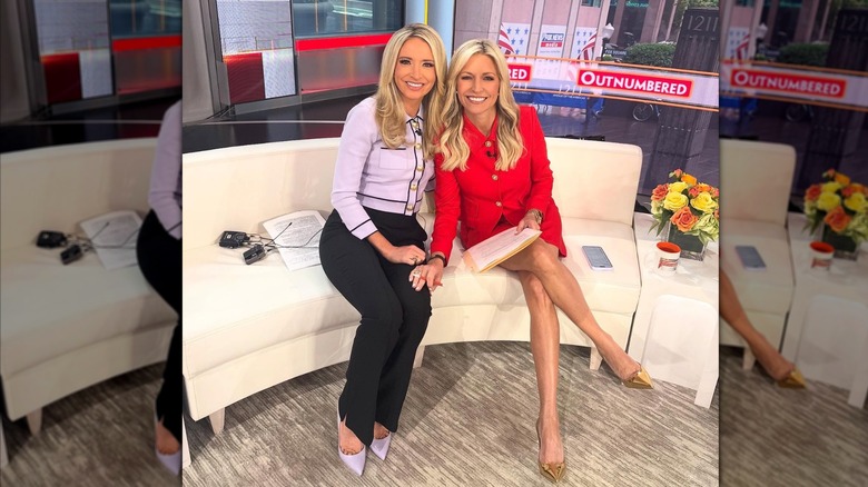 Ainsley Earhardt and Kayleigh McEnany pose for a photo on the set of Outnumbered