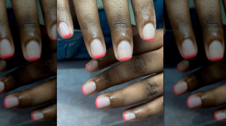 neon pink micro french manicuare