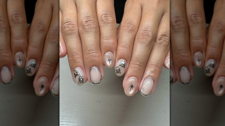 Halloween-inspired chrome nails