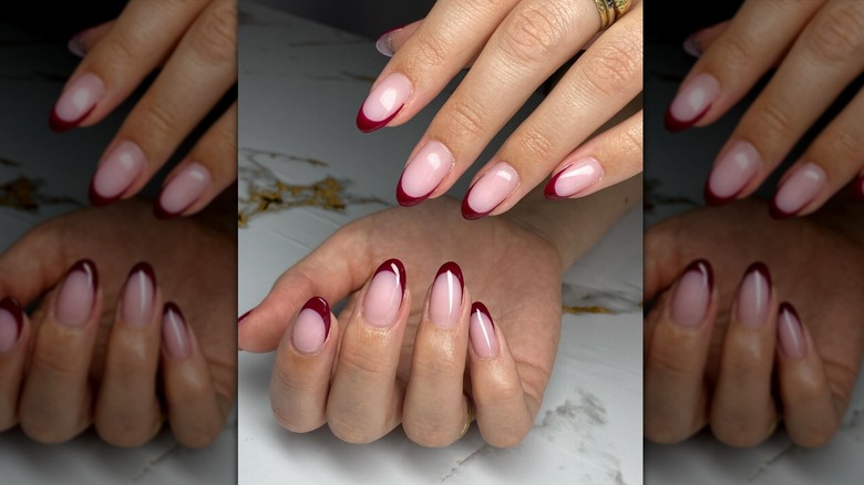wine tip french manicure