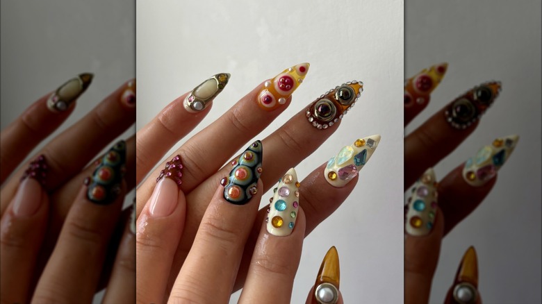 A textured, pearly manicure on Instagram