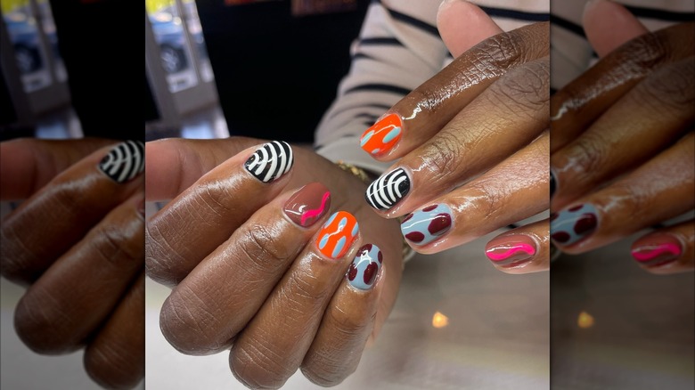 Colorful short nails on Instagram