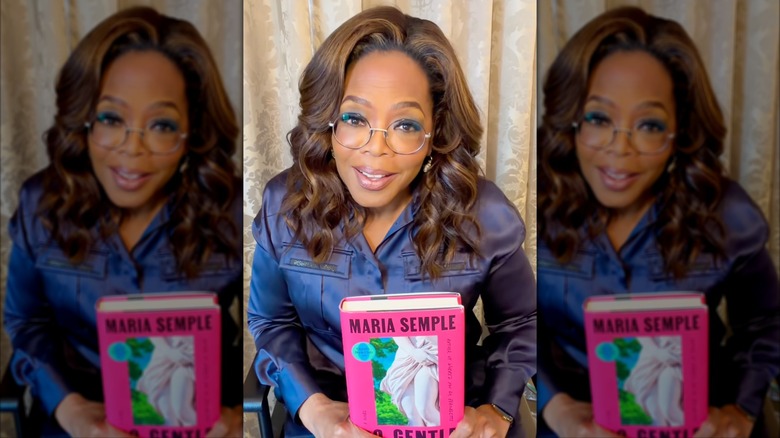 Oprah Winfrey holding a pink copy of Go Gentle on Instagram