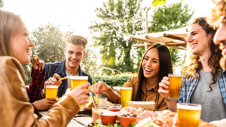 group of friends eating out 