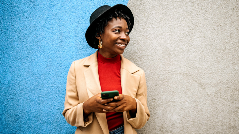 Woman wearing fedora
