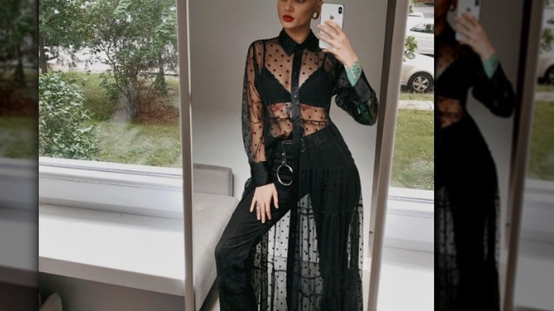 Woman in a sheer dress