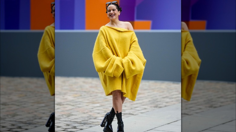 Woman in an off the shoulder top 