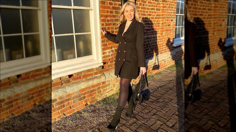 Woman wearing blazer dress
