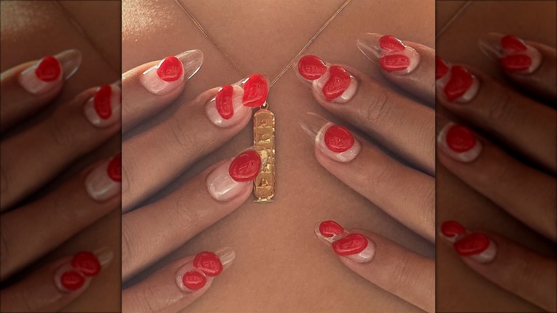 3D red nails
